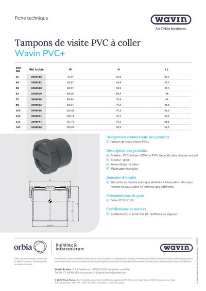 Fiche technique Tampons de visite PVC+