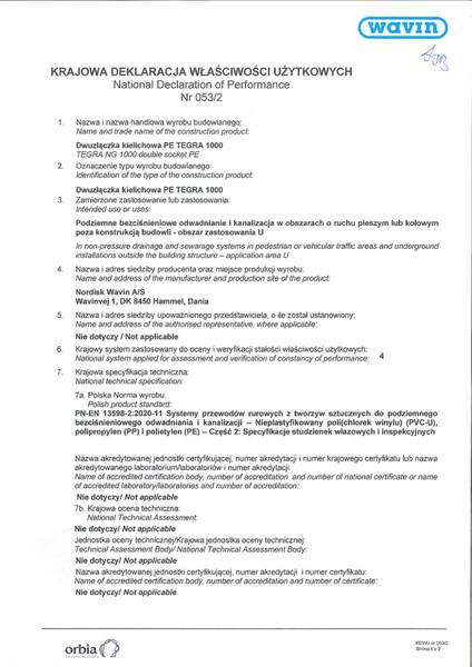 Archiwum_KDWU 053/2 Dwuzłączka kielichowa PE TEGRA 1000