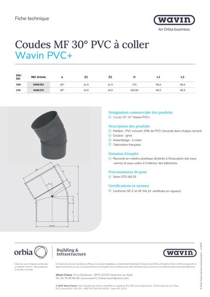 Fiche technique Coudes MF 30 PVC+