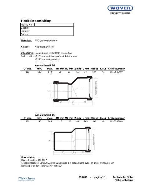 PVC flexibele aansluiting / PVC raccord flexibele