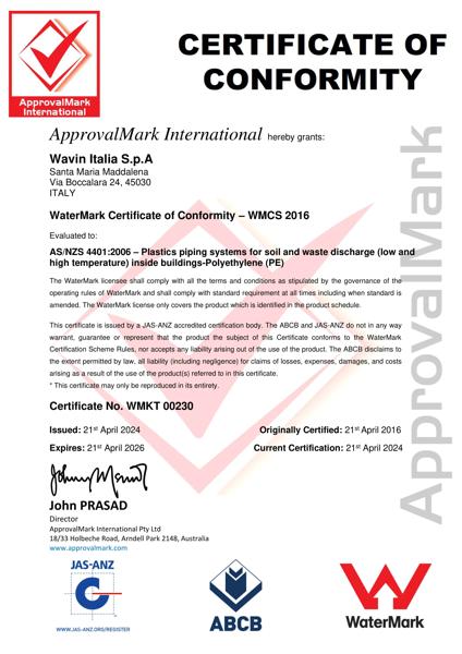 WMKT 00230 ApprovalMark Pipe PE WIT