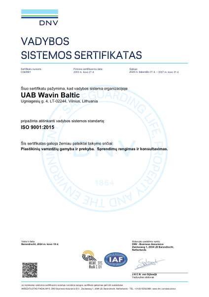 Wavin Baltic ISO 9001:2015 lietuvių k.