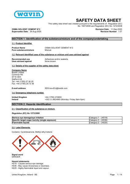 MSDS - Solvent cement No.2