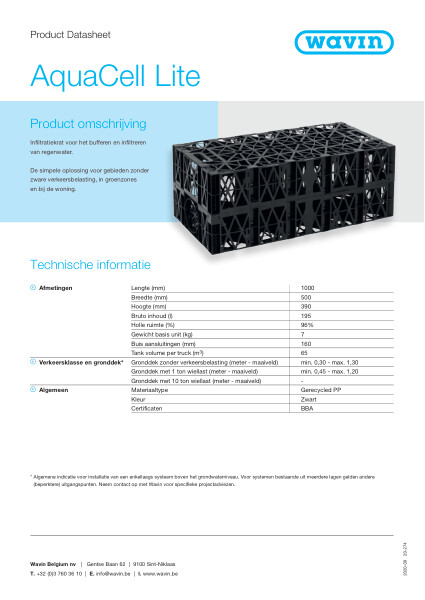 Product Datasheet AquaCell Lite