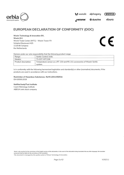 EU Declaration of conformity Sentio 4063810 - TS EXT NTC10K