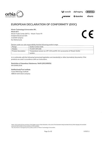 EU Declaration of conformity Sentio 4063810 - TS EXT NTC10K
