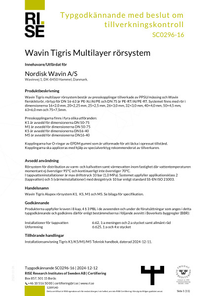 Rise Tigris Multilayer certifikat