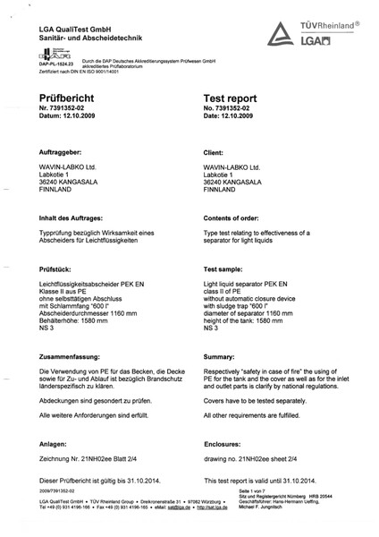 Testitulos - PEK NS3-600 class II Test report PDF