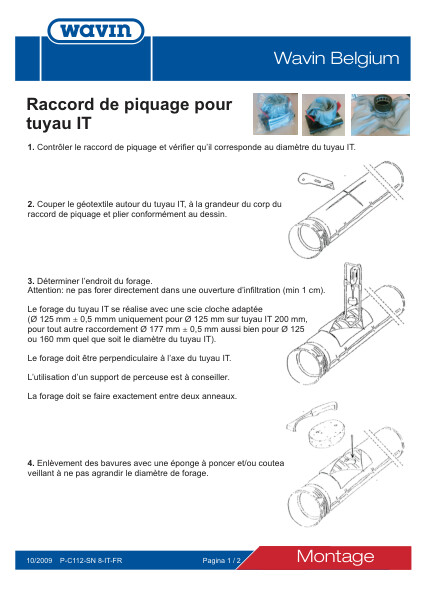 Prescription de pose Raccord de piquage pour tuyau IT