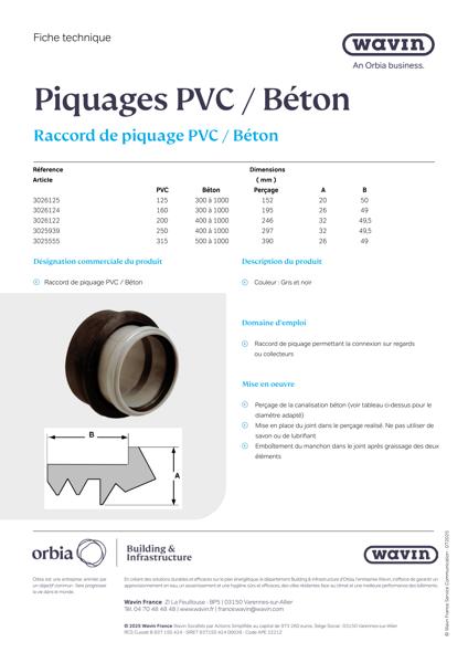 Fiche technique Piquage PVC Beton