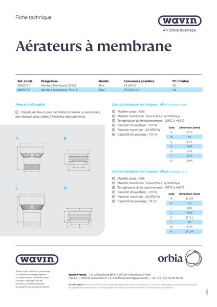 Fiche Technique - Aerateur a membrane Wavin