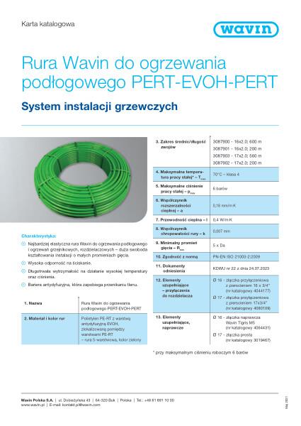 Zielona Rura Wavin PERT-EVOH-PERT do ogrzewania podłogowego_karta katalogowa
