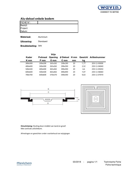 Deksel enkele bodem / couvercle simple fond  A=15kN