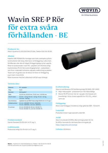 Wavin_Kabelrör SRE-P BE 6M 
