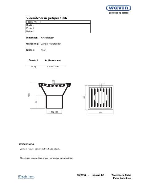 Gietijzeren vloerafvoer 15kN / Avaloir de sol en fonte