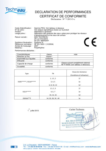 DOP FR - 7-2013-5-c - Séparateur à graisses Gamme PEG