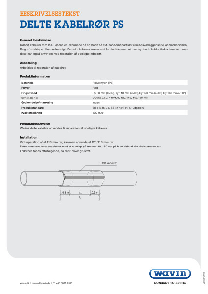 Beskrivelsestekst - Delte Kabelrør PS