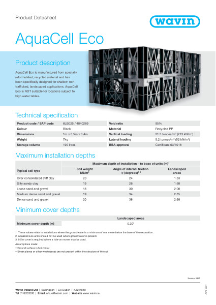 Data sheet - AquaCell Eco