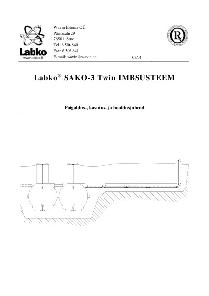 Paigaldusjuhend -Labko® SAKO-3 Twin IMBSÜSTEEM