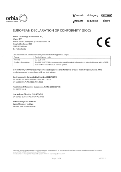 Declaration of conformity. Sentio RT 210 