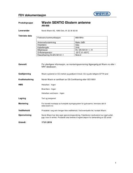 Wavin FDV Sentio ekstern antenne