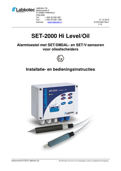 Handleiding Set-2000 Hi Level/Oil