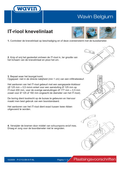 Plaatsingsvoorschrift SN8 IT-riool knevelinlaat