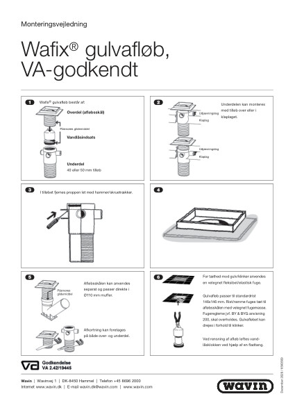 Wafix® gulvafløb, VA-godkendt