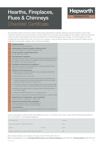 Data Sheet - Checklist Certificate