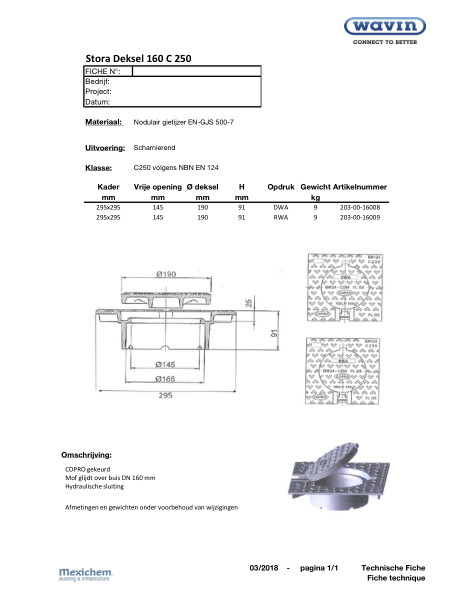 Stora deksel couvercle 160-250-315