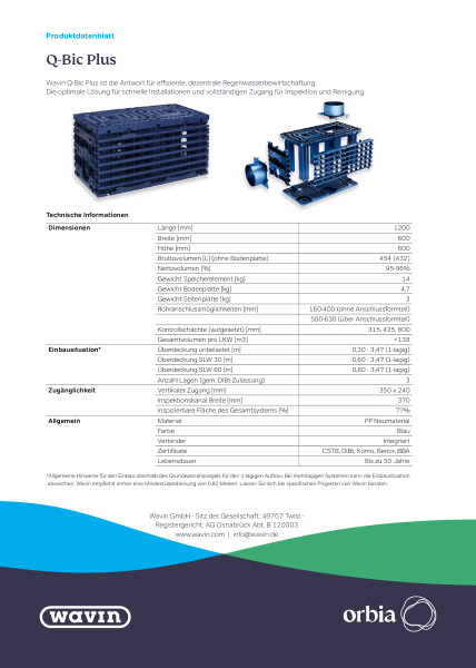 Produktdatenblatt Q-Bic Plus