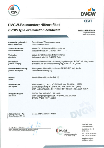 DVGW Zertifikat SafeTech 75mm - 225mm