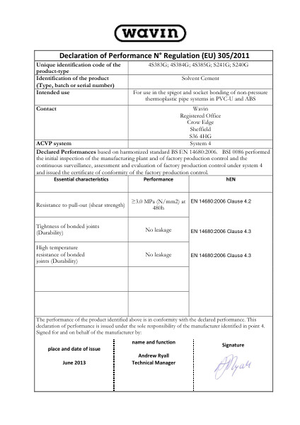 DoP - Solvent cement