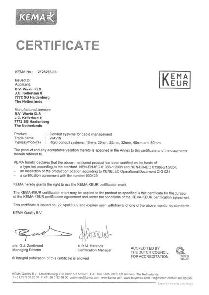 Certificaat KEMA-KEUR 2125286.03 PVC buizen (star) metrisch Ø16-50mm