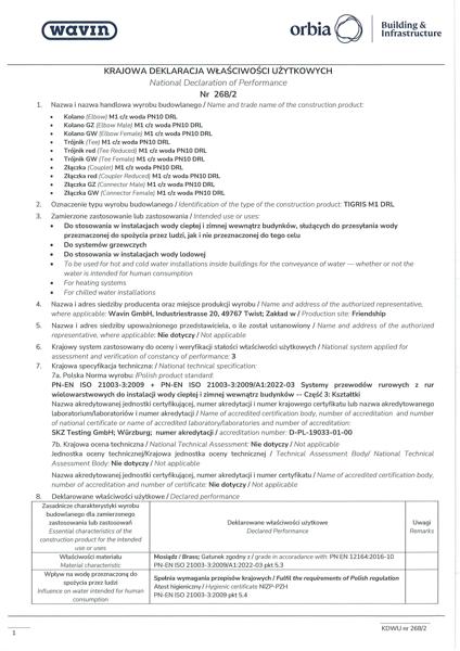 KDWU 268/2 Kształtki_Wavin Tigris M1