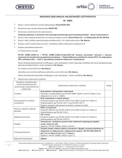 KDWU 196/1 - Kineta Basic 600