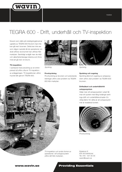 Installationsanvisning TEGRA 600 -drift,underhåll och TV-inspektion