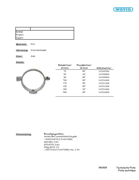 Technische fiche Scharnierbeugel