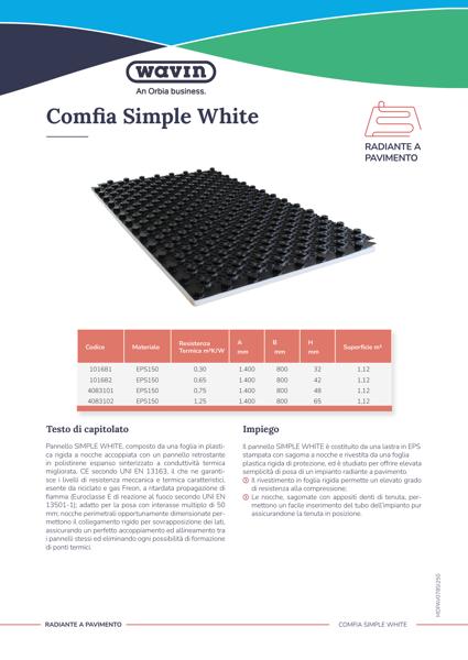 Scheda tecnica Comfia Simple White