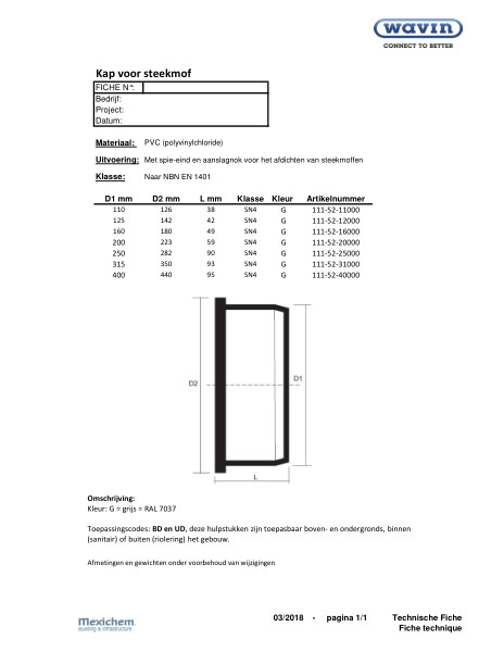 PVC kap mof / PVC couvercle manchon