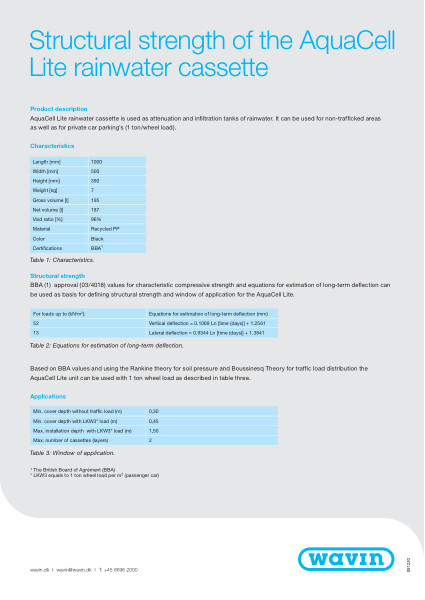 AquaCell Lite - Structural strength of the rainwater cassette