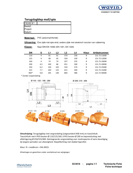 PVC terugslagklep /clapet antiretour ms