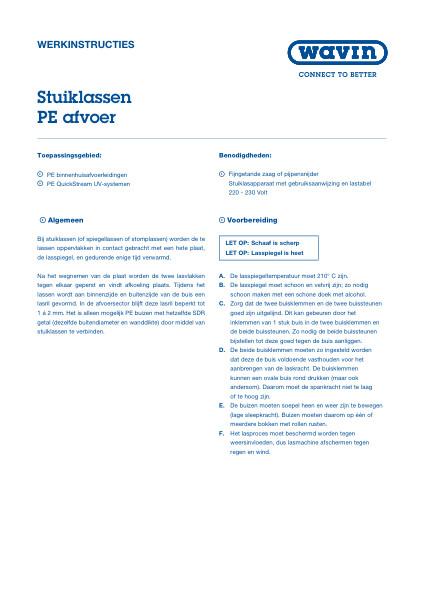 Werkinstructie stuiklassen PE afvoer