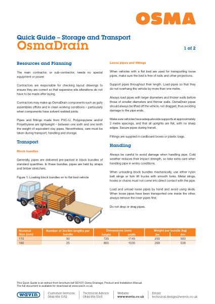 Quick Guide - Storage and Transport - OsmaDrain