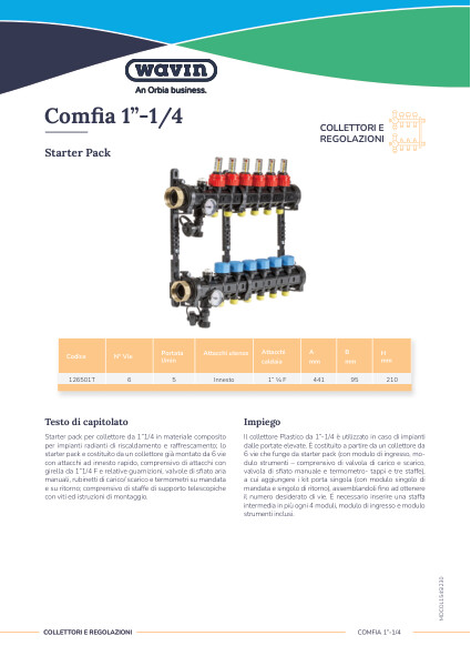 Scheda tecnica Comfia 1”-1/4