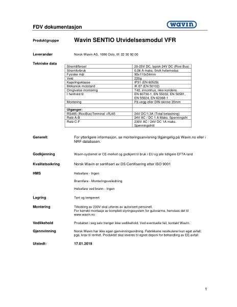 Wavin FDV Sentio utvidelsesmodul VFR