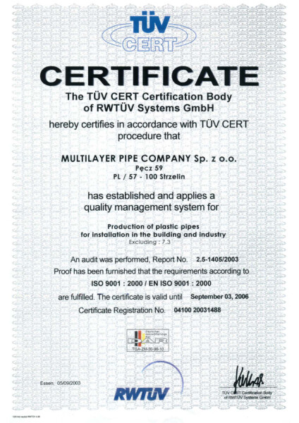 TUV ISO9001 - 04100 20031488