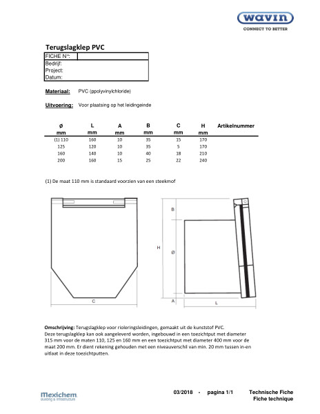 PVC terugslagklep / Clapet antiretour 