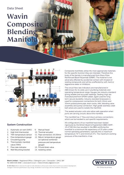 Wavin Comfia Composite Blending Manifold Data Sheet