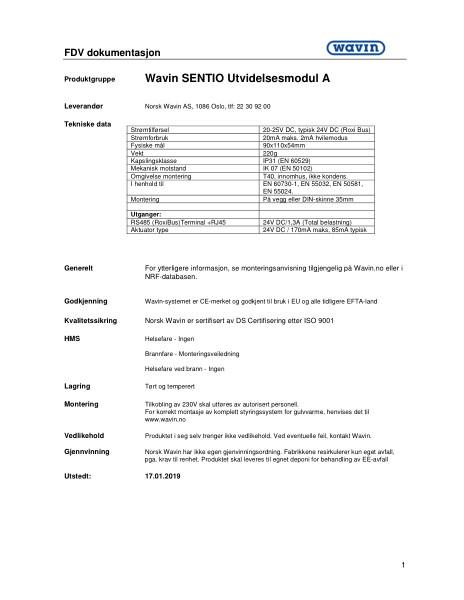 Wavin FDV Sentio utvidelsesmodel A